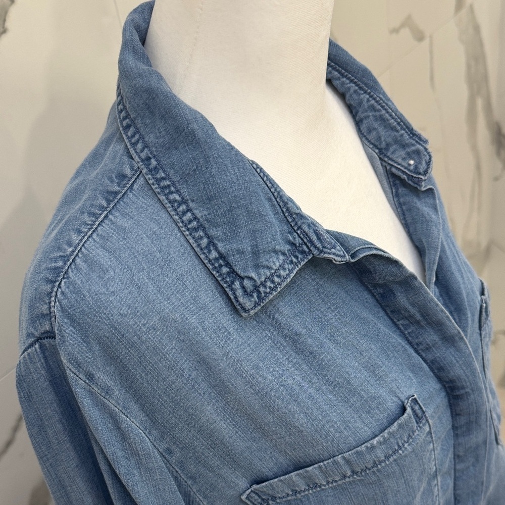 Lola River Chambray Jean Button Down Long Sleeve Shirt Size M - Picture 3 of 8